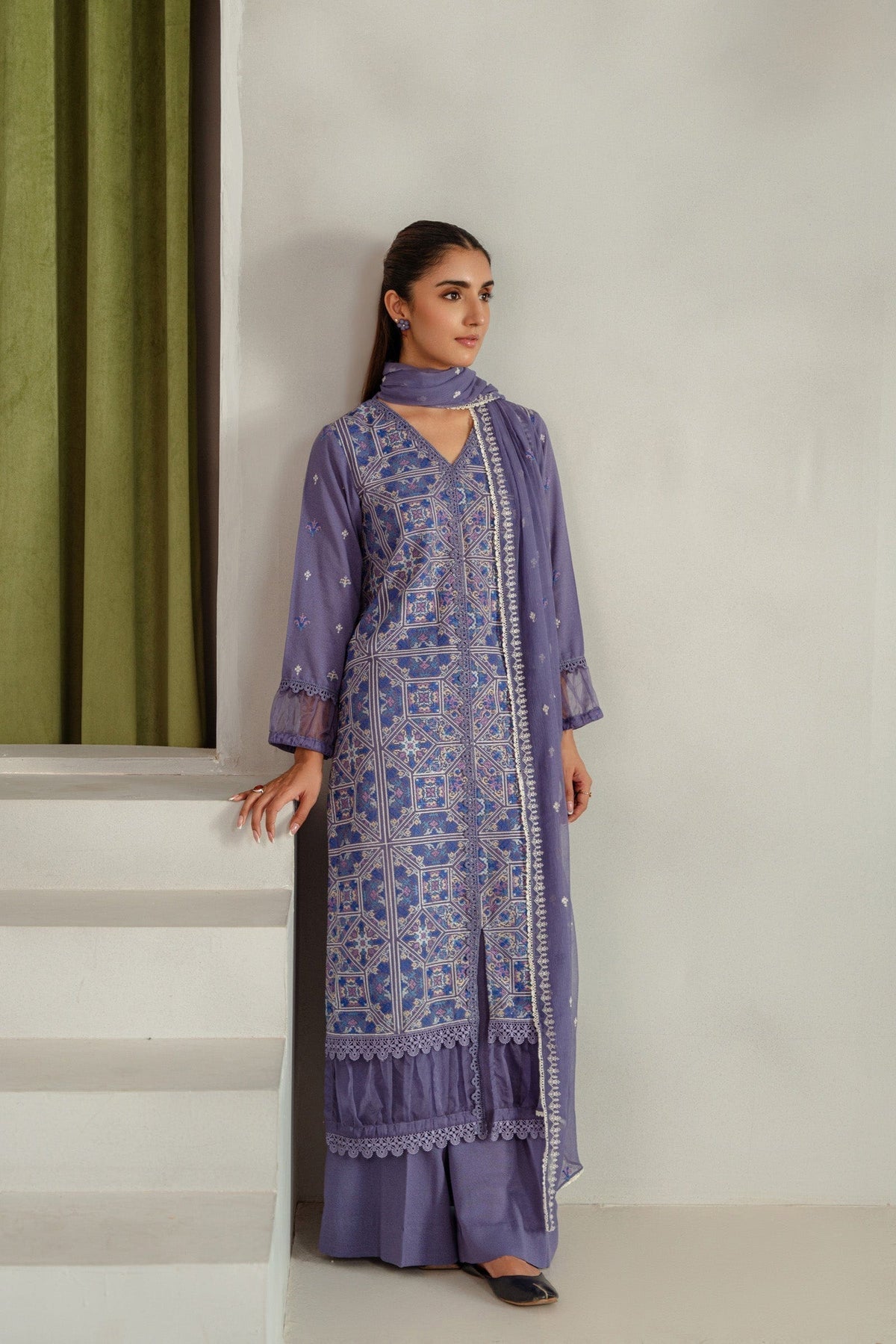 Taana Baana | Manzil Winter | B3400A XS Light Lavender Karandi
