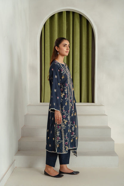 Taana Baana | Manzil Winter | M3404B L Navy Blue Karandi