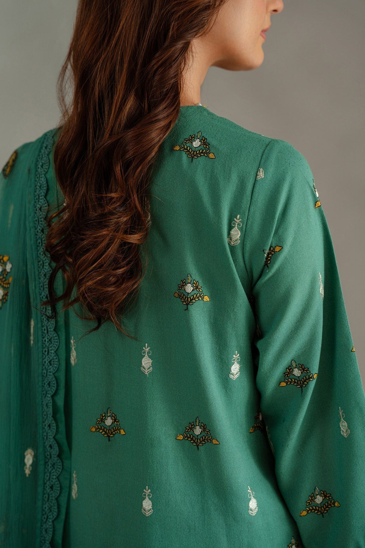Taana Baana | Manzil Winter | M3406B L Green Blue Karandi