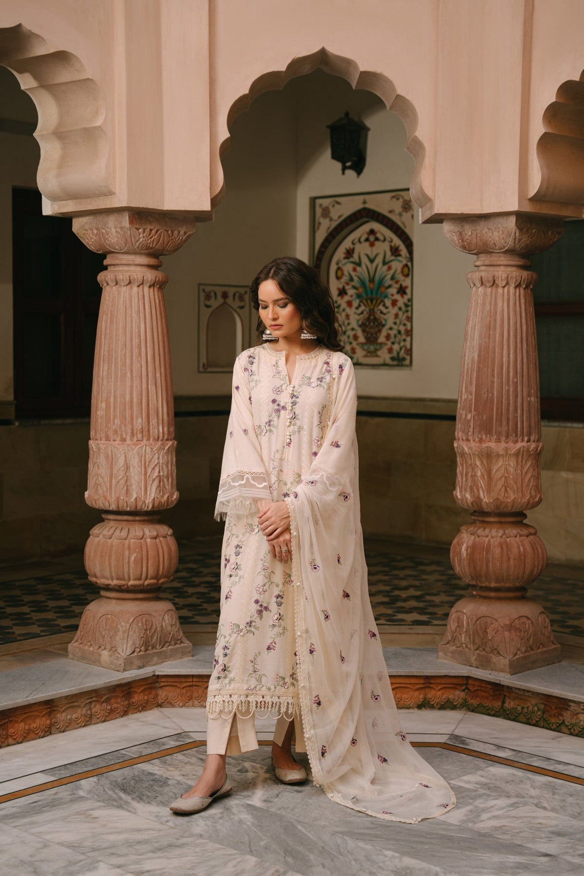 Taana Baana | Manzil Winter | M3404A XS Ivory Karandi