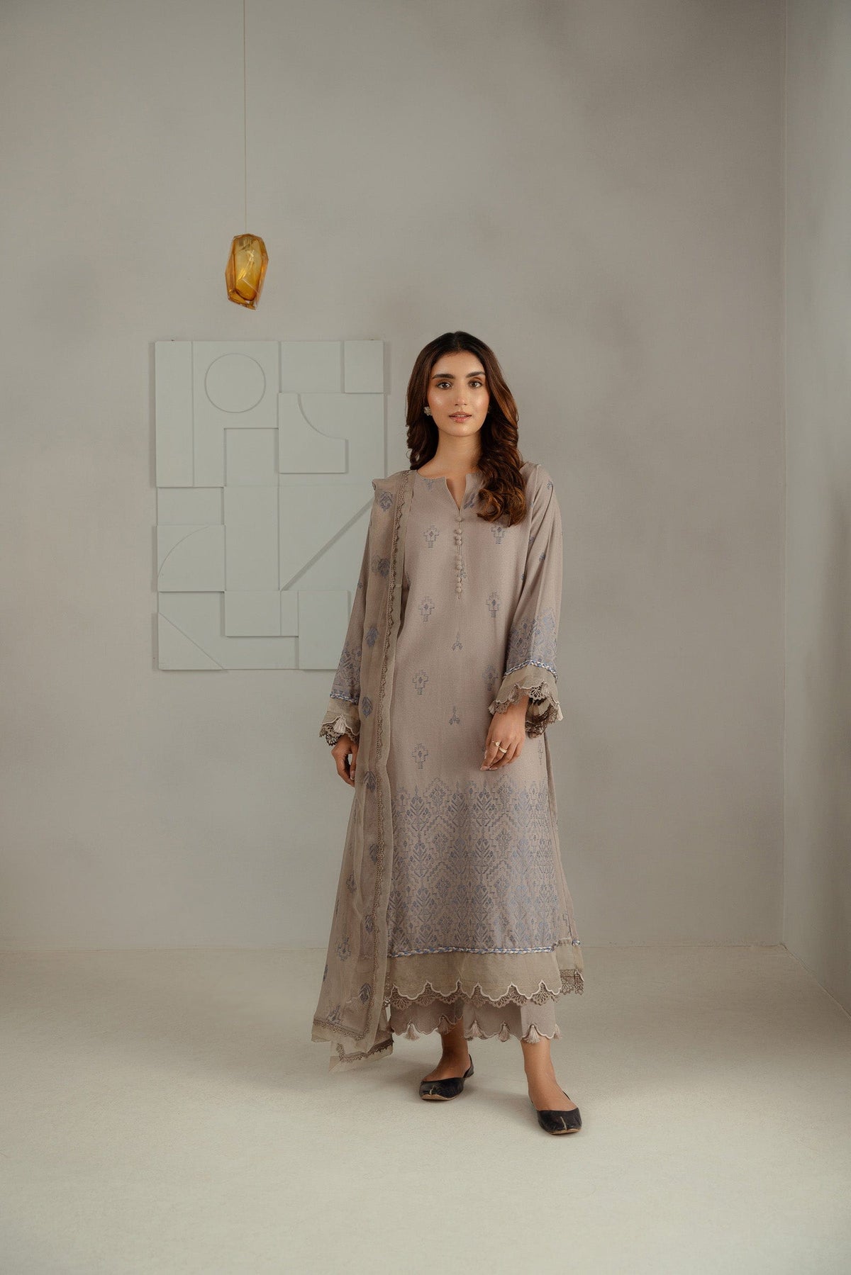Taana Baana | Manzil Winter | C3415A XS Cloud Gray Karandi