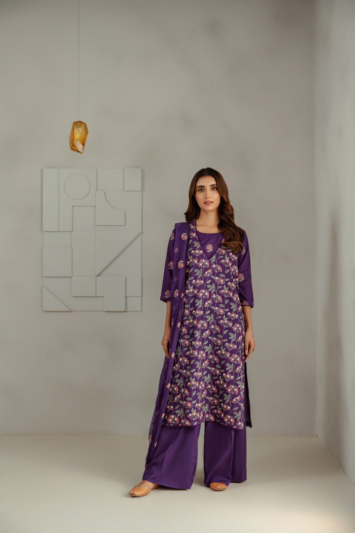 Taana Baana | Manzil Winter | M3405B XS Dark Purple Karandi