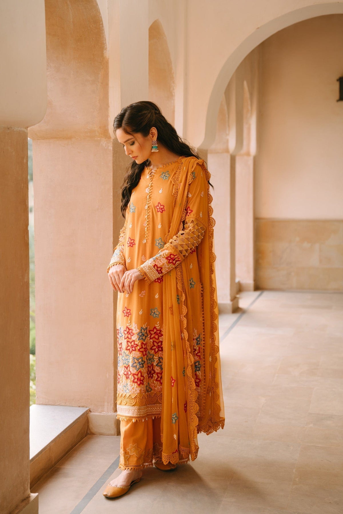 Taana Baana | Manzil Winter | C3408A L Orange Karandi