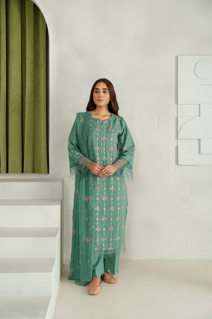 Taana Baana | Manzil Winter | C3413B XS Green Blue Karandi