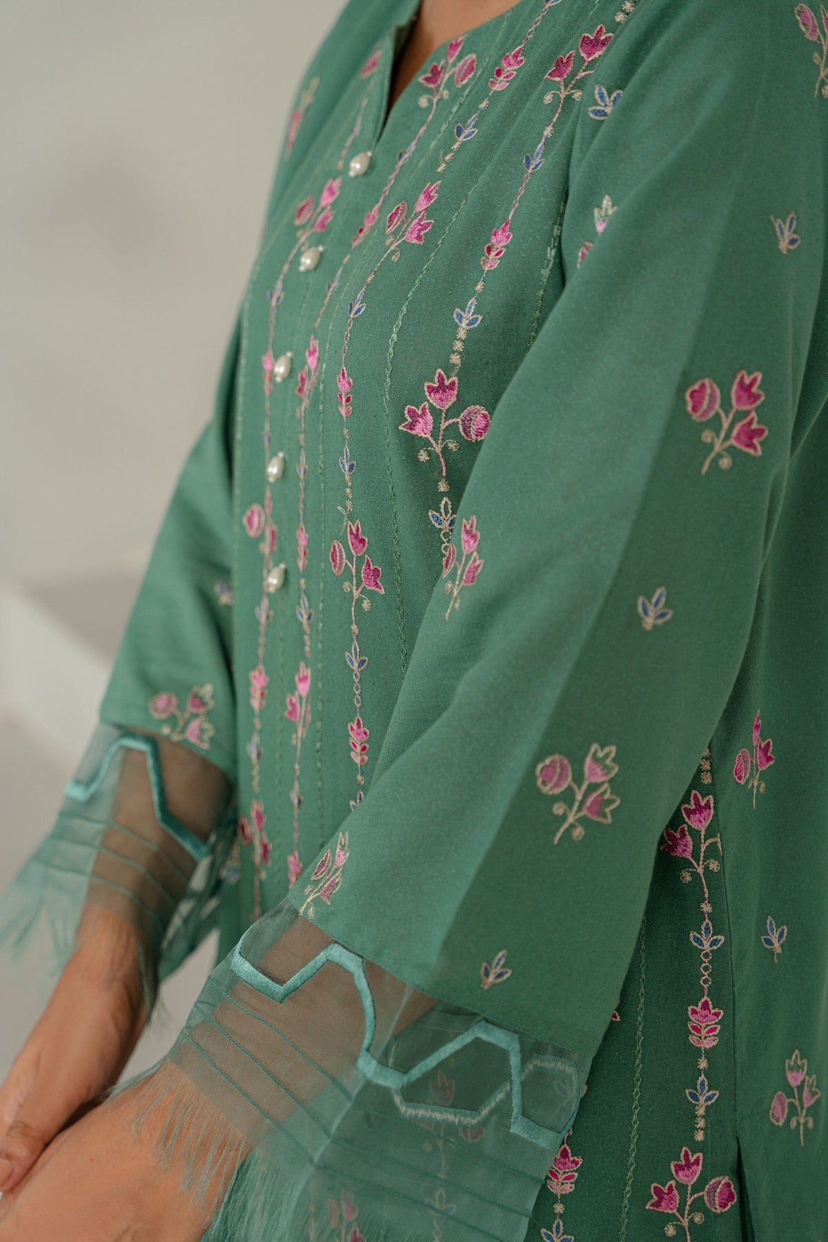 Taana Baana | Manzil Winter | C3413B M Green Blue Karandi