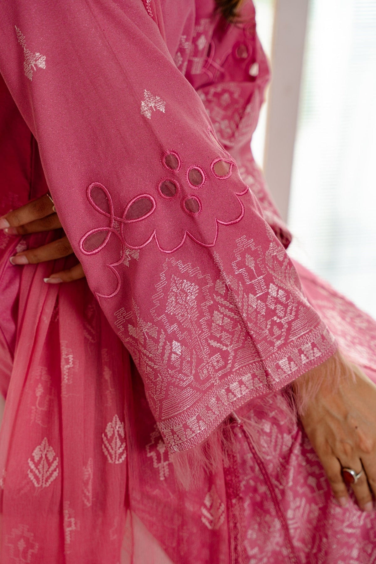 Taana Baana | Manzil Winter | C3415B M Ice Pink Karandi