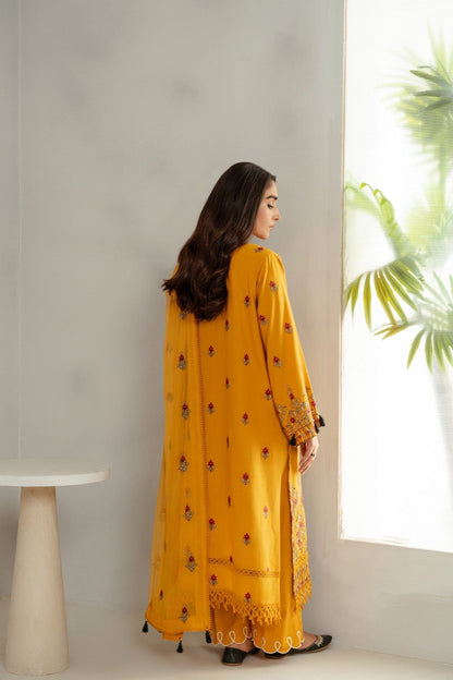 Taana Baana | Manzil Winter | C3414A S Mustard Yellow Karandi