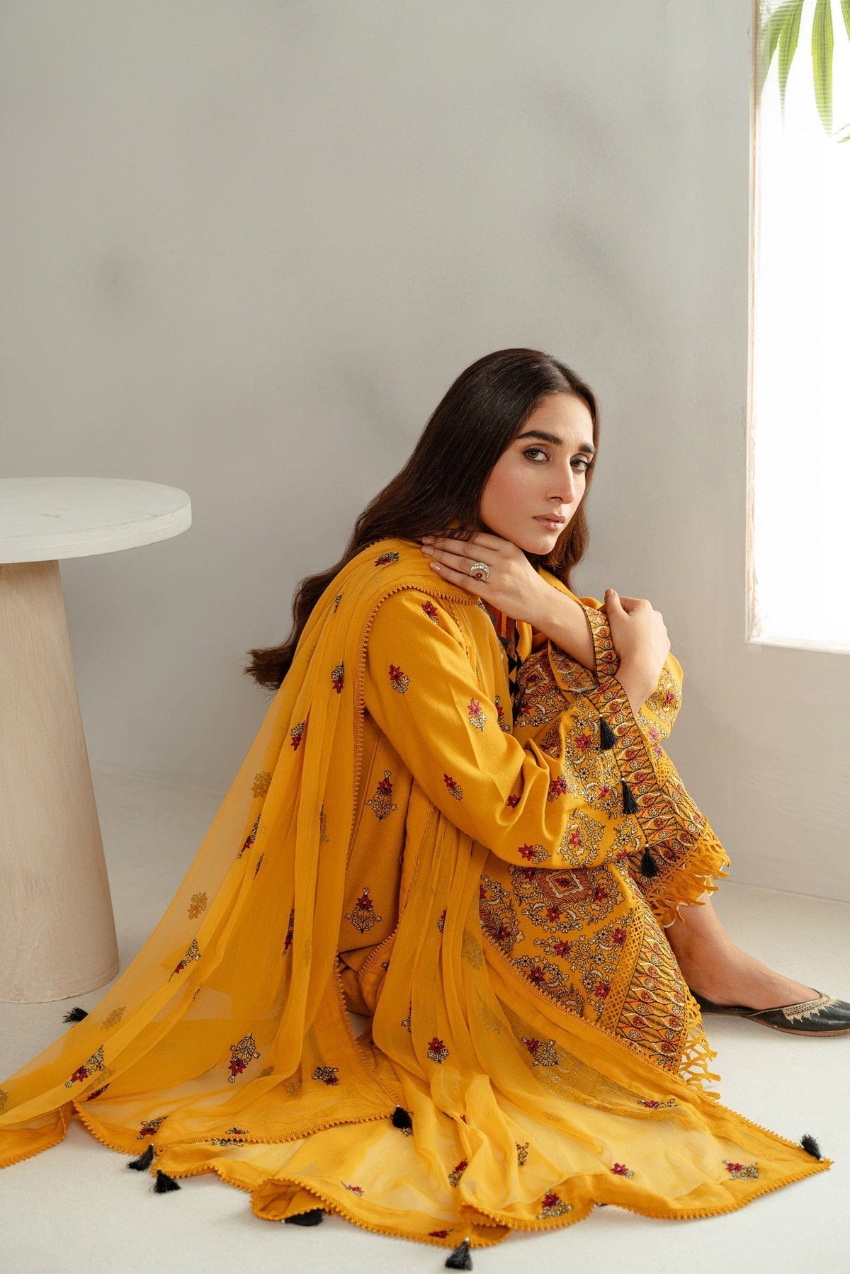 Taana Baana | Manzil Winter | C3414A L Mustard Yellow Karandi