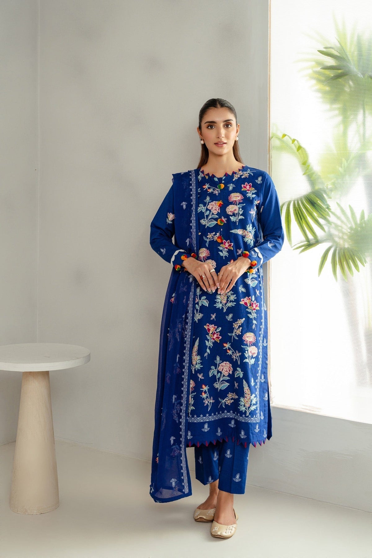 Taana Baana | Manzil Winter | S3394A XS Royal Blue Slub Khaddar