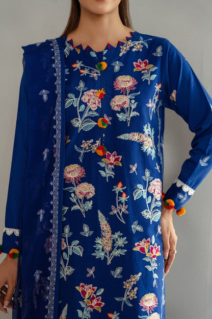 Taana Baana | Manzil Winter | S3394A M Royal Blue Slub Khaddar