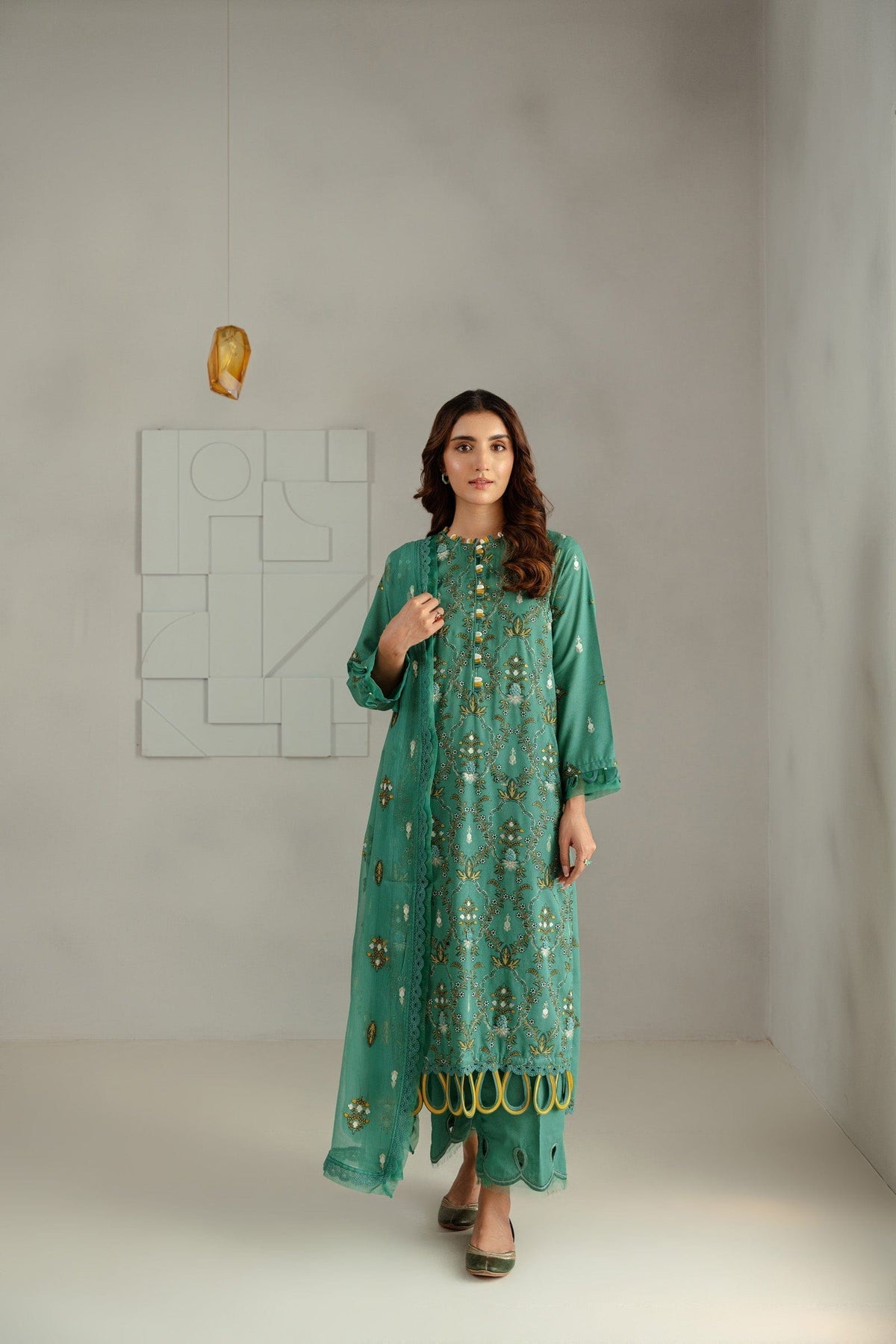 Taana Baana | Manzil Winter | M3406B XS Green Blue Karandi