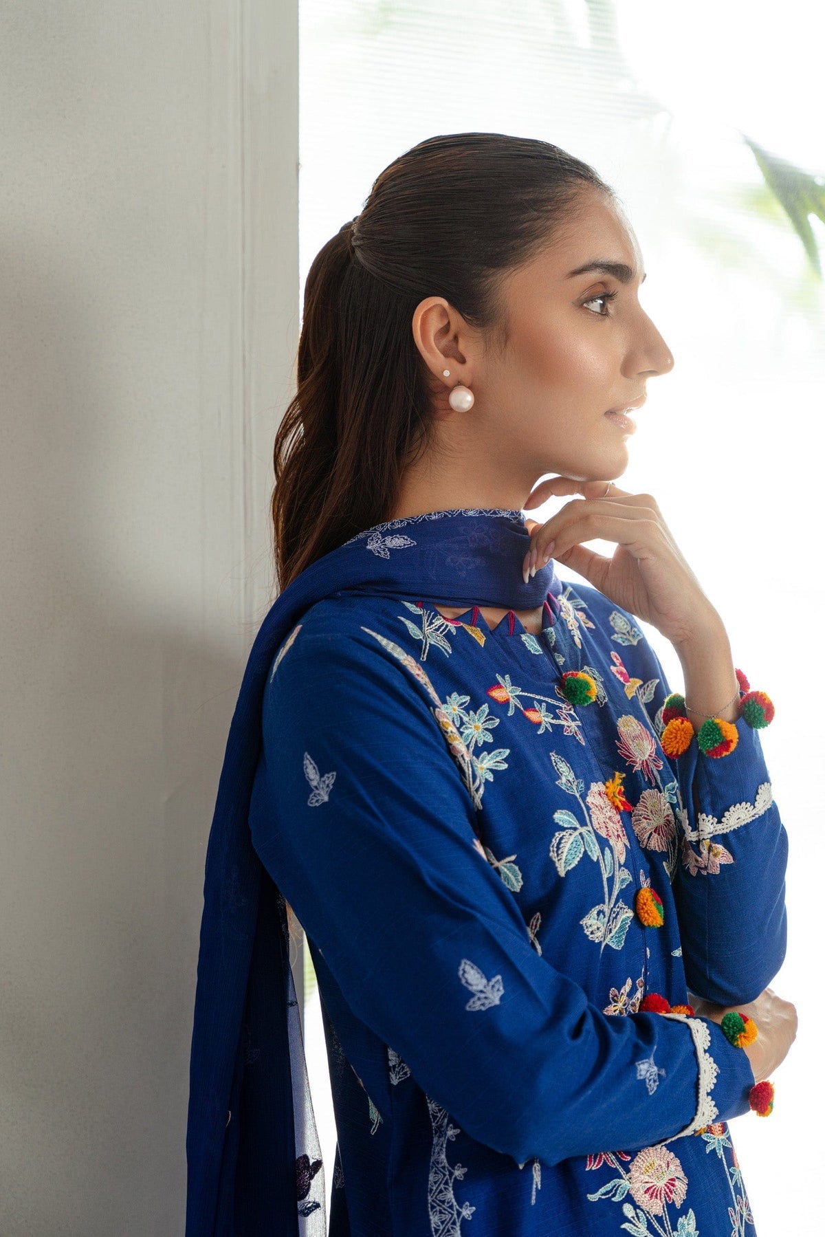 Taana Baana | Manzil Winter | S3394A L Royal Blue Slub Khaddar