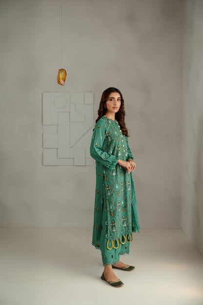 Taana Baana | Manzil Winter | M3406B XL Green Blue Karandi