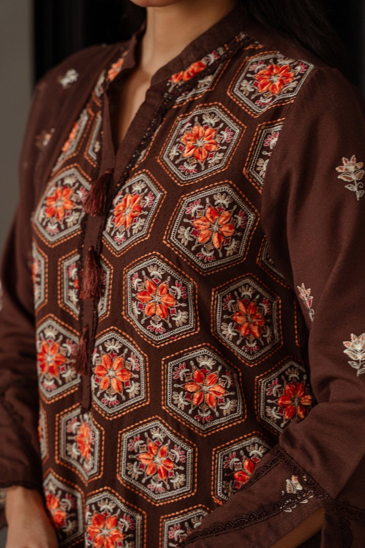 Taana Baana | Manzil Winter | M3403B M Brown Karandi