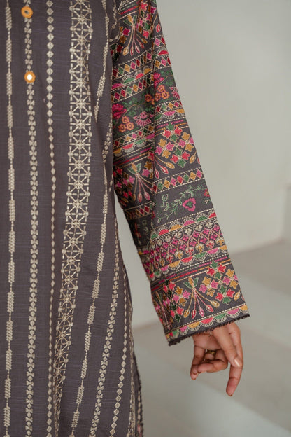 Taana Baana | Manzil Winter | B3401B L Gray Slub Khaddar