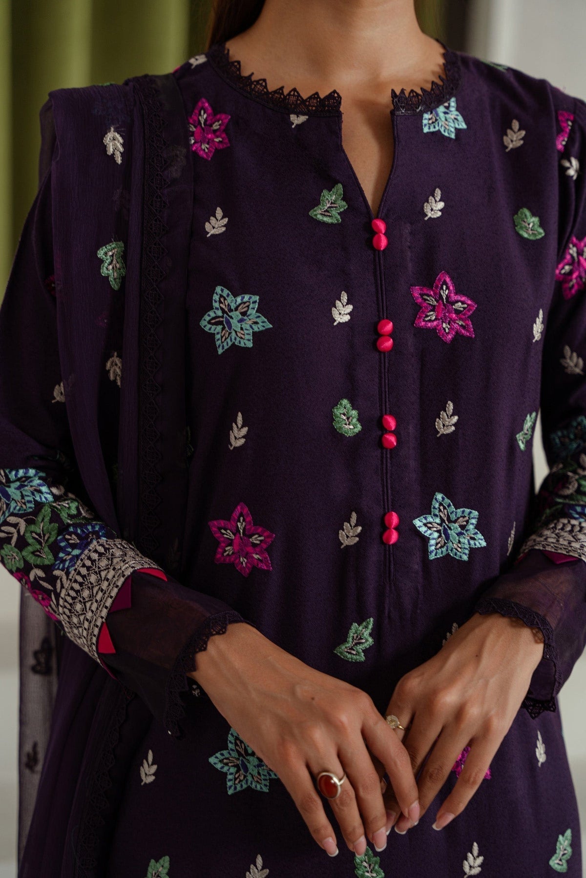 Taana Baana | Manzil Winter | C3408B M Dark Purple Karandi