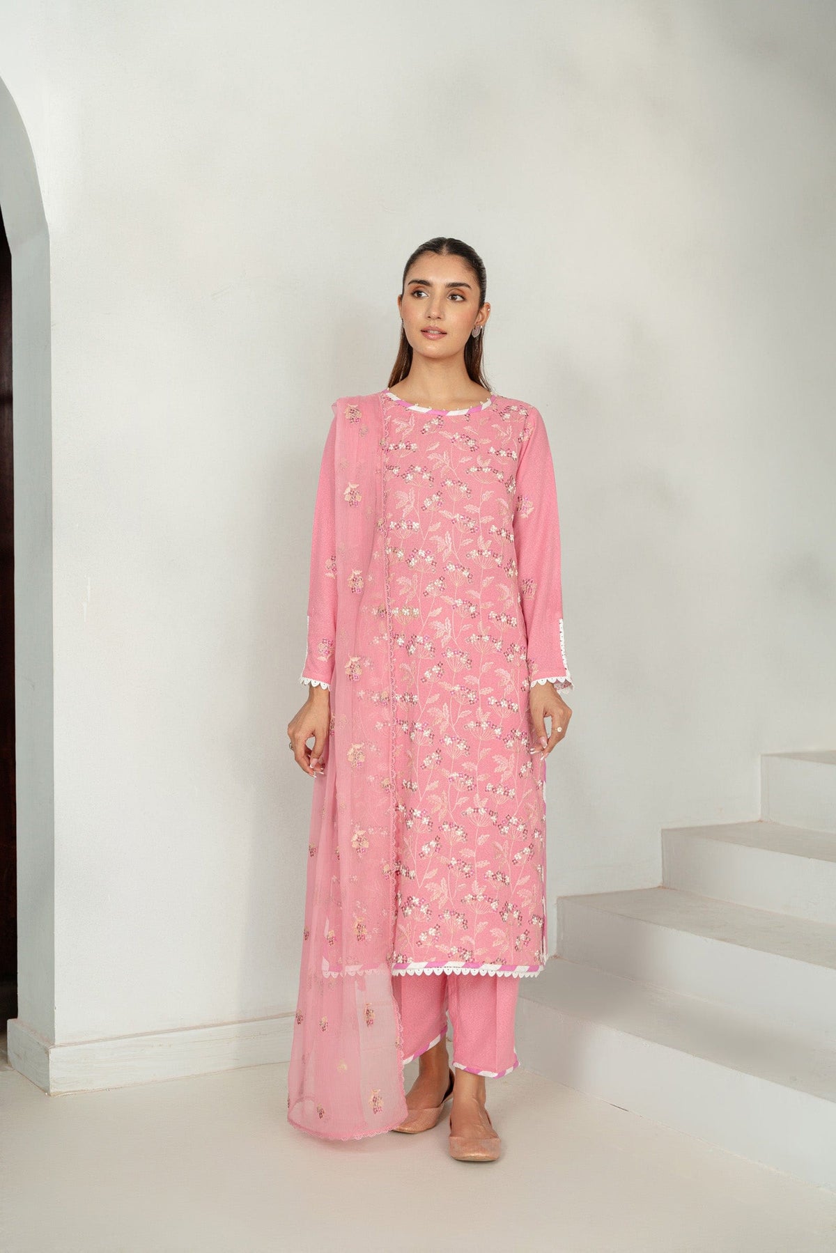 Taana Baana | Manzil Winter | M3405A XS Baby Pink Karandi