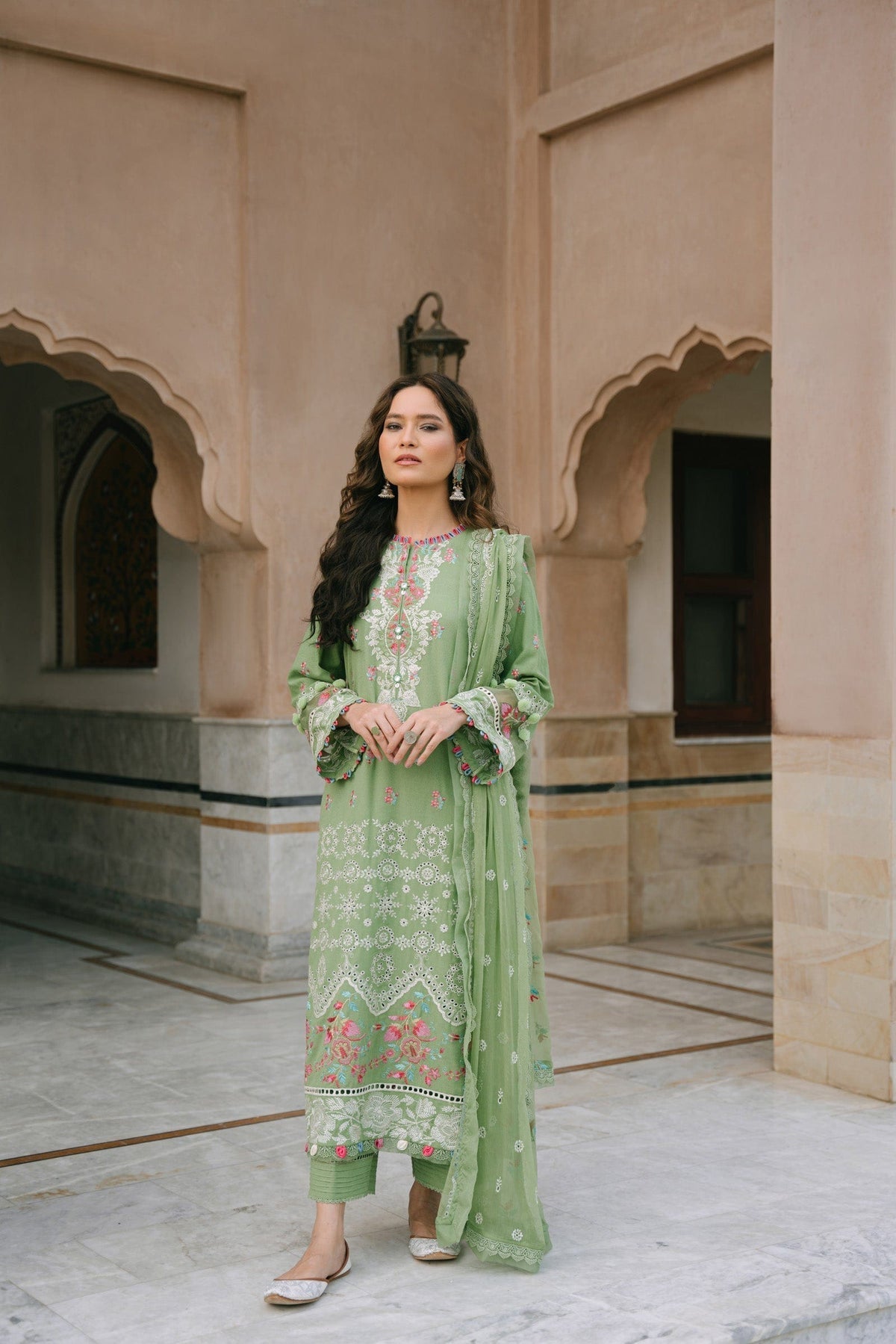 Taana Baana | Manzil Winter | B3399 XS Mint Green Karandi
