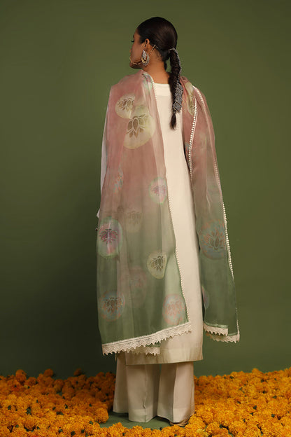 Wardha Saleem | Luxury Pret Traditional Wear | KANWAL - SHIRT WITH PANTS (2 PC) S Off White Raw Silk