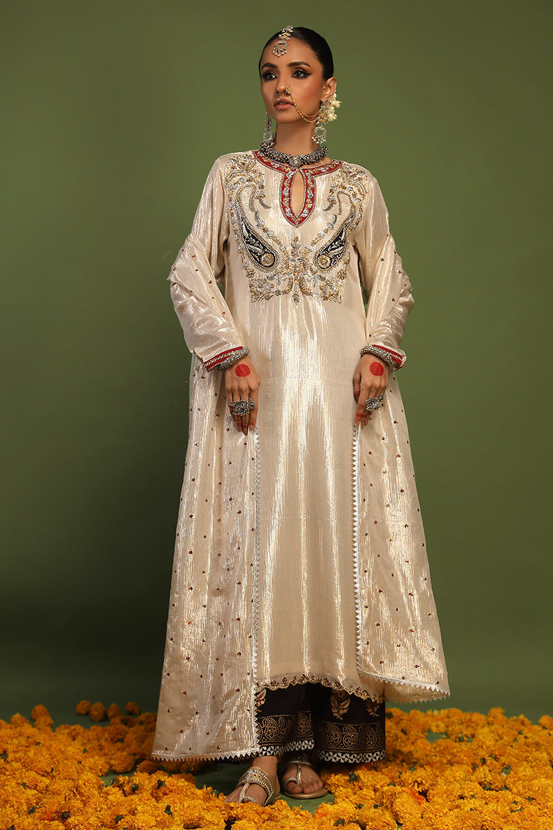 Wardha Saleem | Luxury Pret Traditional Wear | KHIRAD (2 PC) XS Golden Chiffon