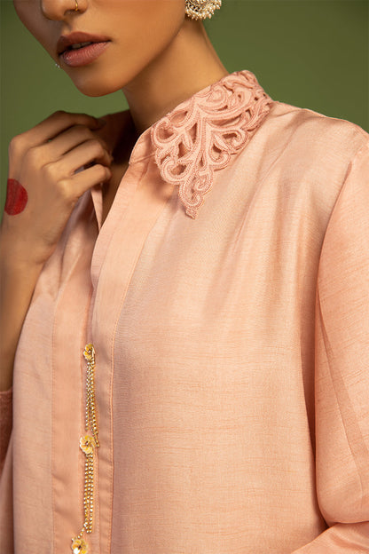 Wardha Saleem | Luxury Pret Traditional Wear | TITLI (2 PC) M Pale Peach Raw Silk