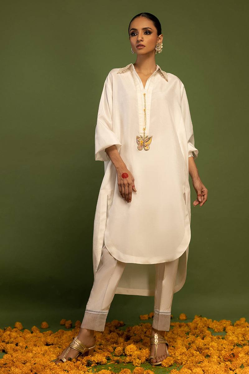 Wardha Saleem | Luxury Pret Traditional Wear | TITLI (2 PC) XS White Raw Silk