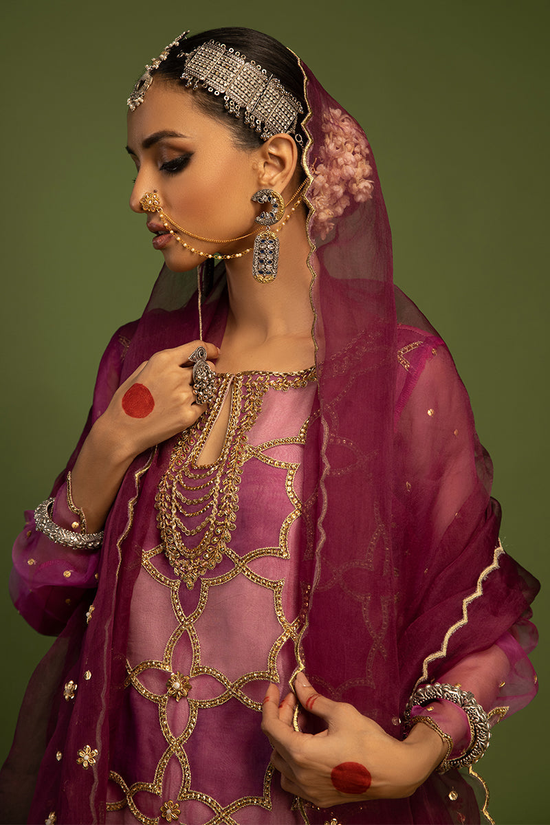 Wardha Saleem | Luxury Pret Traditional Wear | SARAAB - PLUM HEAVY (2 PC) L Pink Raw Silk