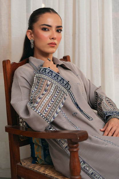 Zaha | Aangan Ready to Wear | ZOHRA (ZRW-20910) M Cloud Gray Khaddar