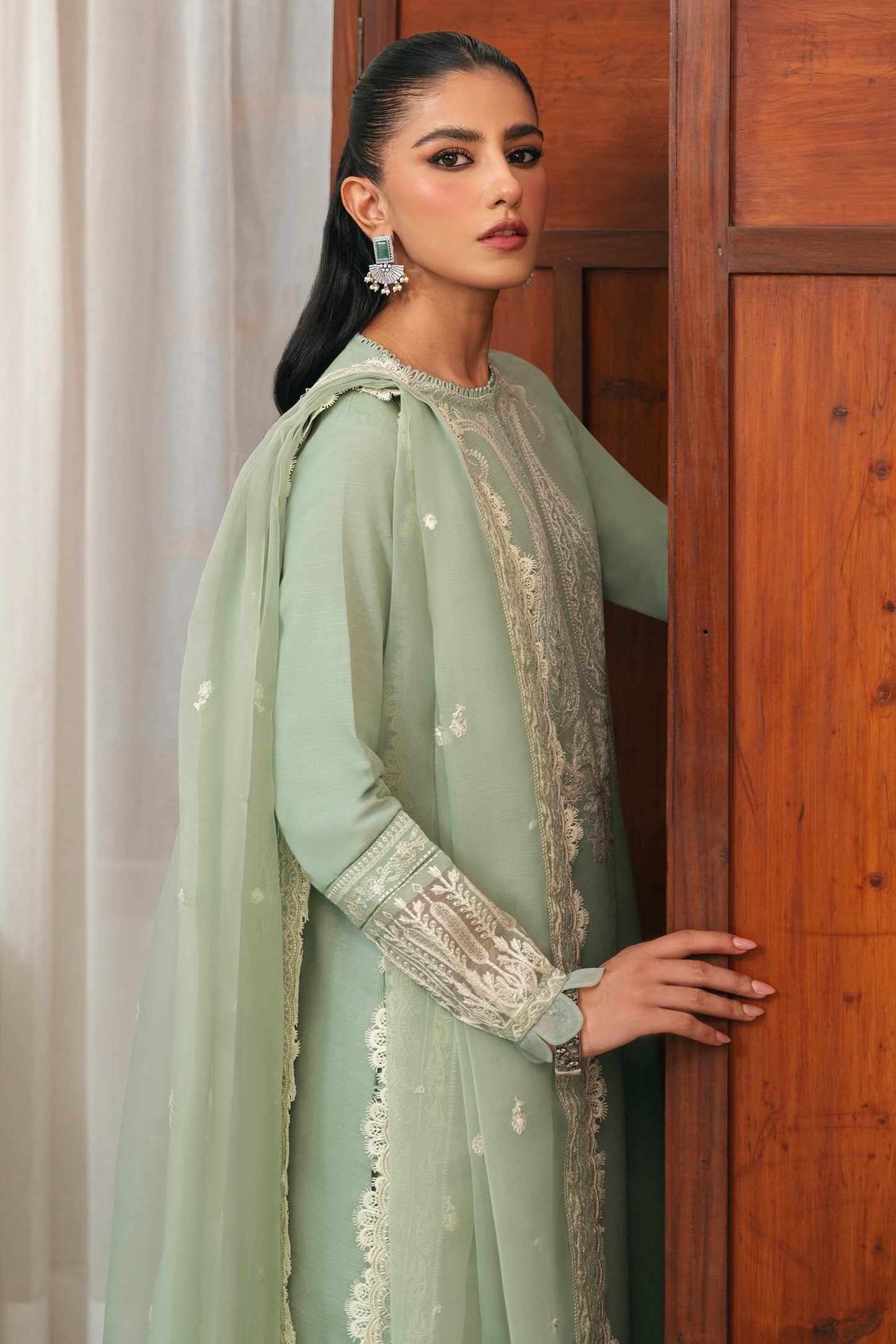 Zaha | Aangan Ready to Wear | CHANDNI (ZRW-20904) M Sage Khaddar