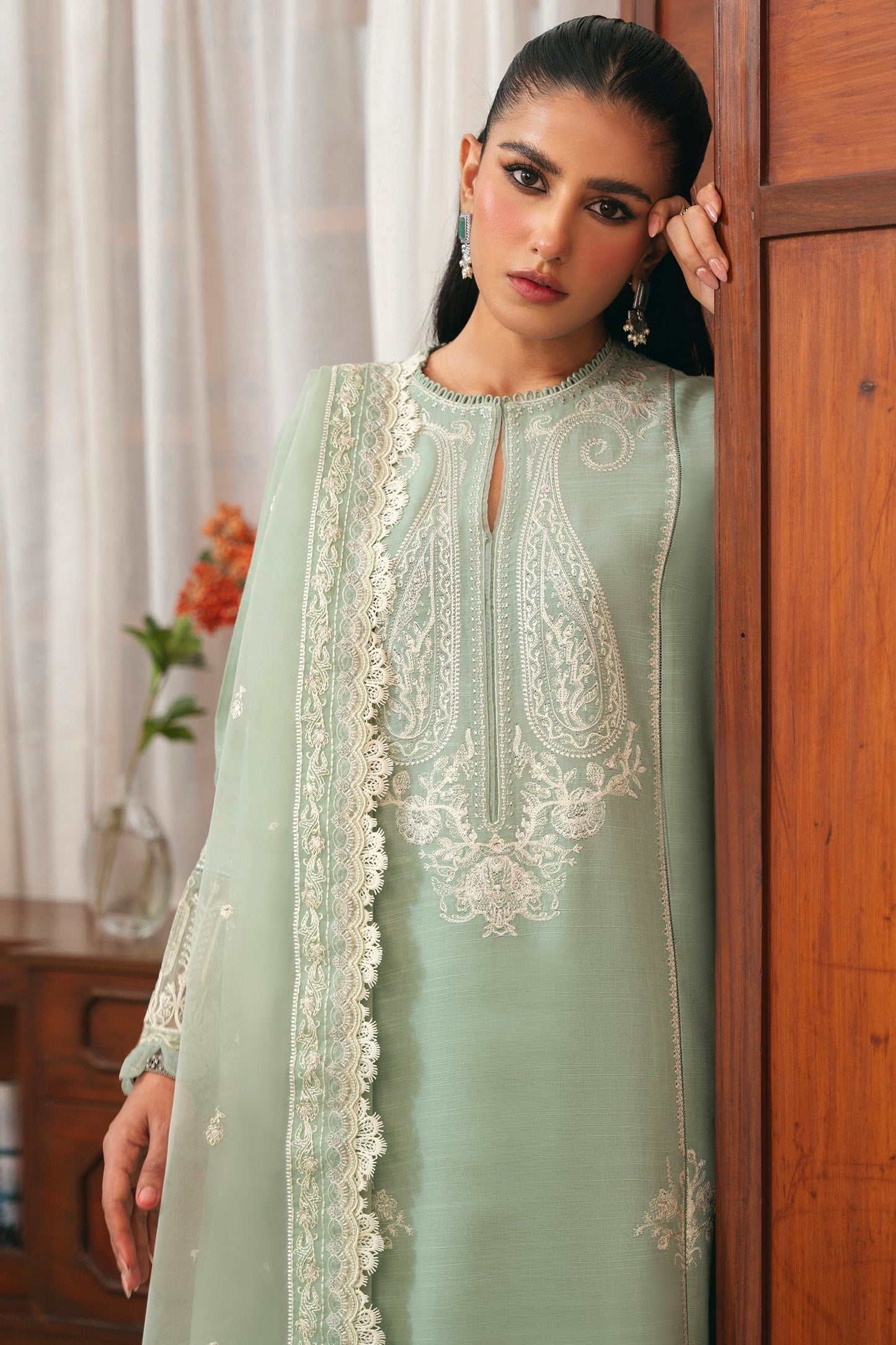 Zaha | Aangan Ready to Wear | CHANDNI (ZRW-20904) S Sage Khaddar