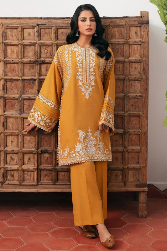 Zaha | Aangan Ready to Wear |DIYA (ZRW-20911) XS Mustard Yellow Khaddar