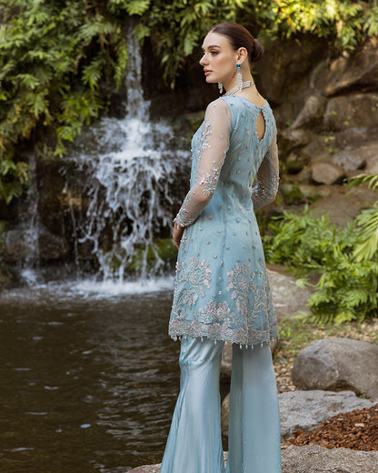 Ain | Cascade Party Wears | AN-105 S Ice Blue Net