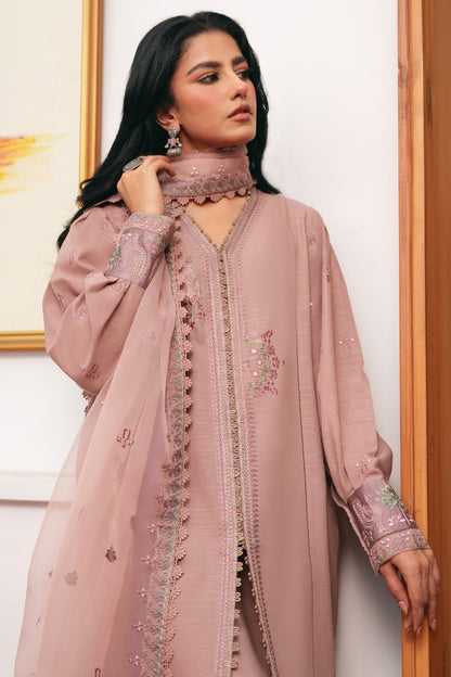 Zaha | Aangan Ready to Wear | SITARA (ZRW-20908) S Powder Pink Khaddar