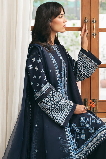 Zaha | Aangan Ready to Wear | ROSHAN (ZRW-20907) M Dark Blue Khaddar