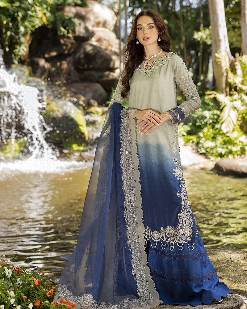 Ain | Cascade Party Wears | AN-104 XS Blue Korean Raw Silk