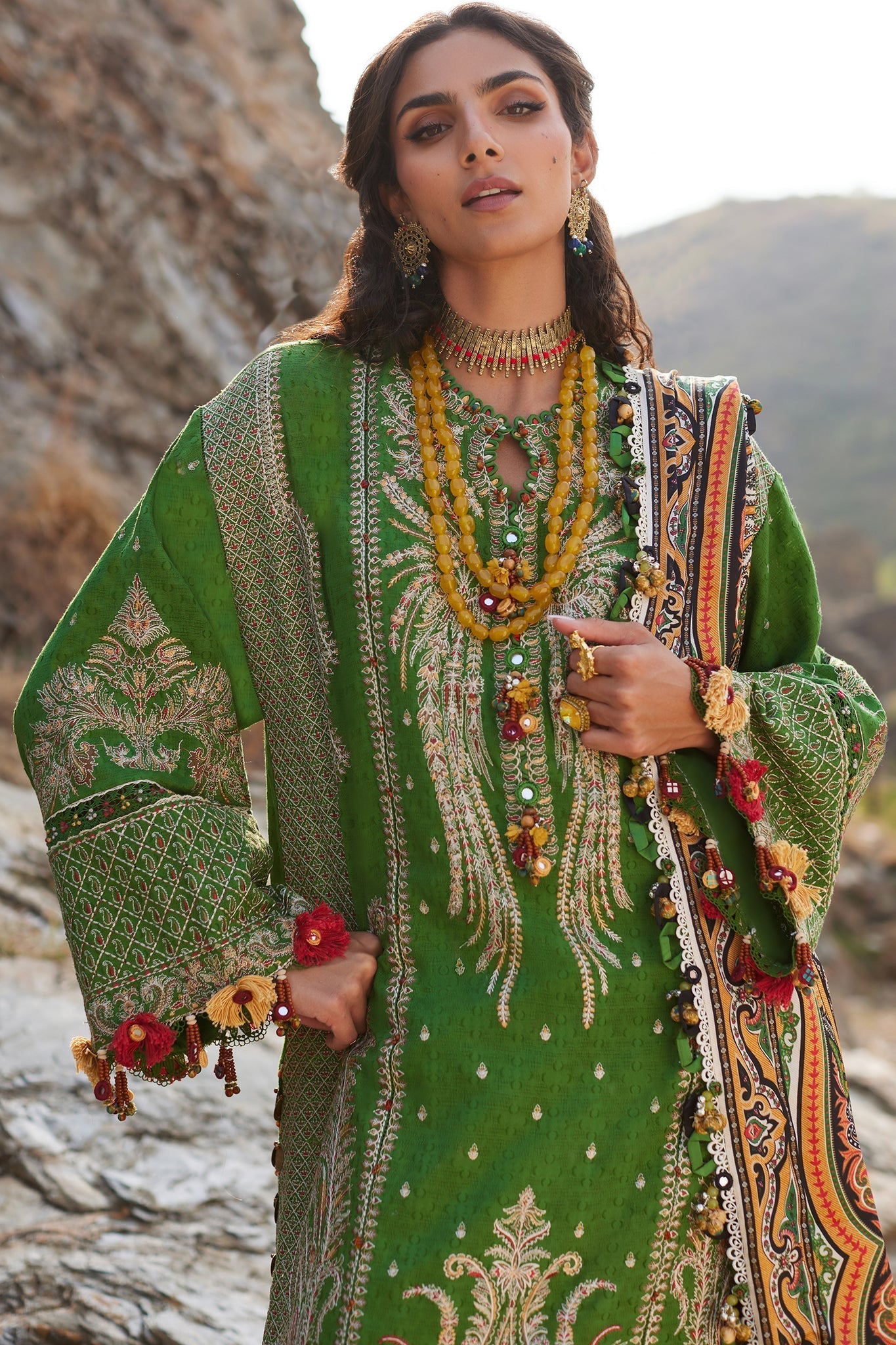 Elan | Winter Collection 24 | CORA (EW24-03) XL Green Jacquard