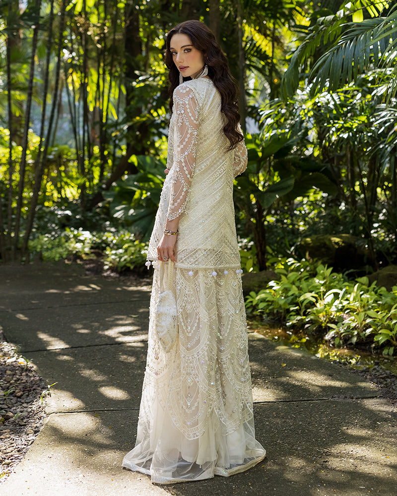 Ain | Cascade Party Wears | AN-99 S Ivory Net