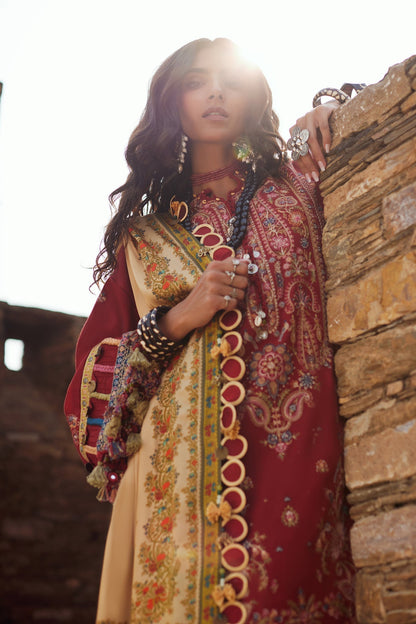 Elan | Winter Collection 24 | ELNAZ (EW24-07) L Red Khaddar