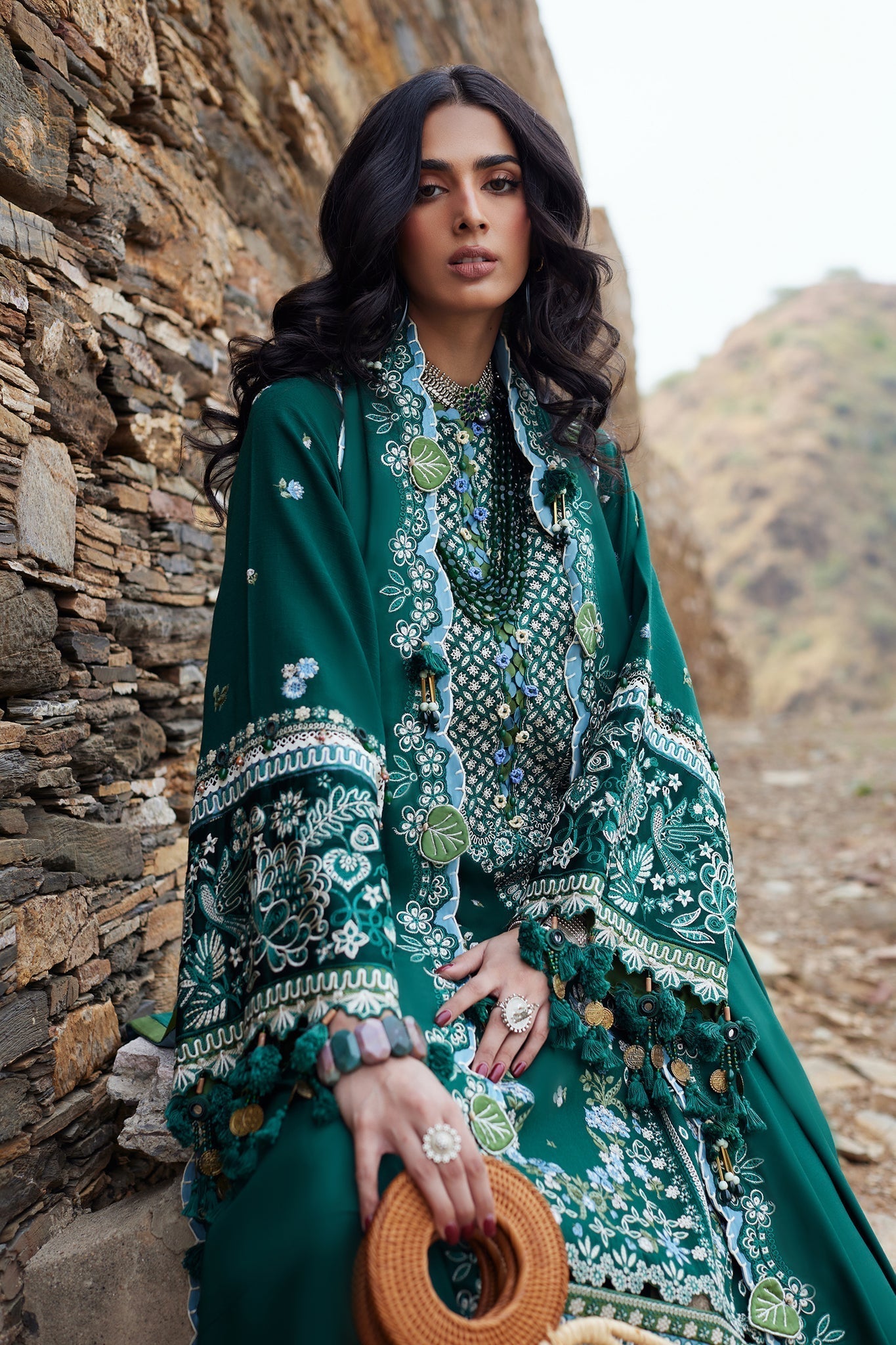 Elan | Winter Collection 24 | EVANIA (EW24-08) S Emerald Green Khaddar
