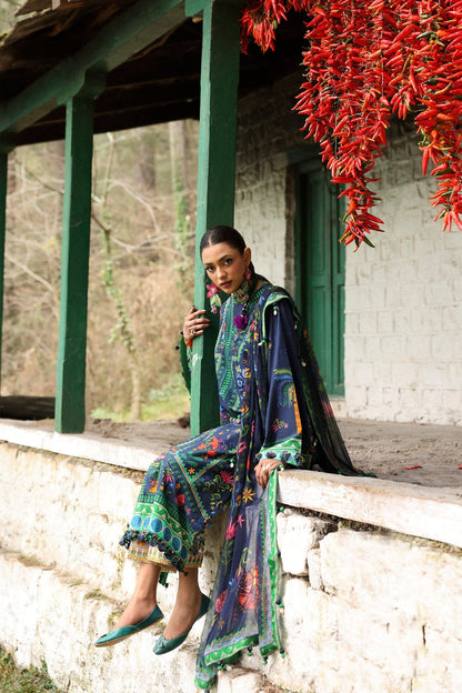 Zaha | Lawn 25 | AMANI (ZL25-06 B) Custom Size Midnight Blue Lawn