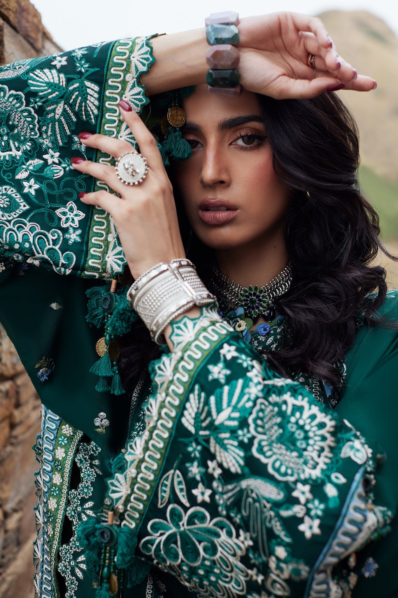 Elan | Winter Collection 24 | EVANIA (EW24-08) M Emerald Green Khaddar