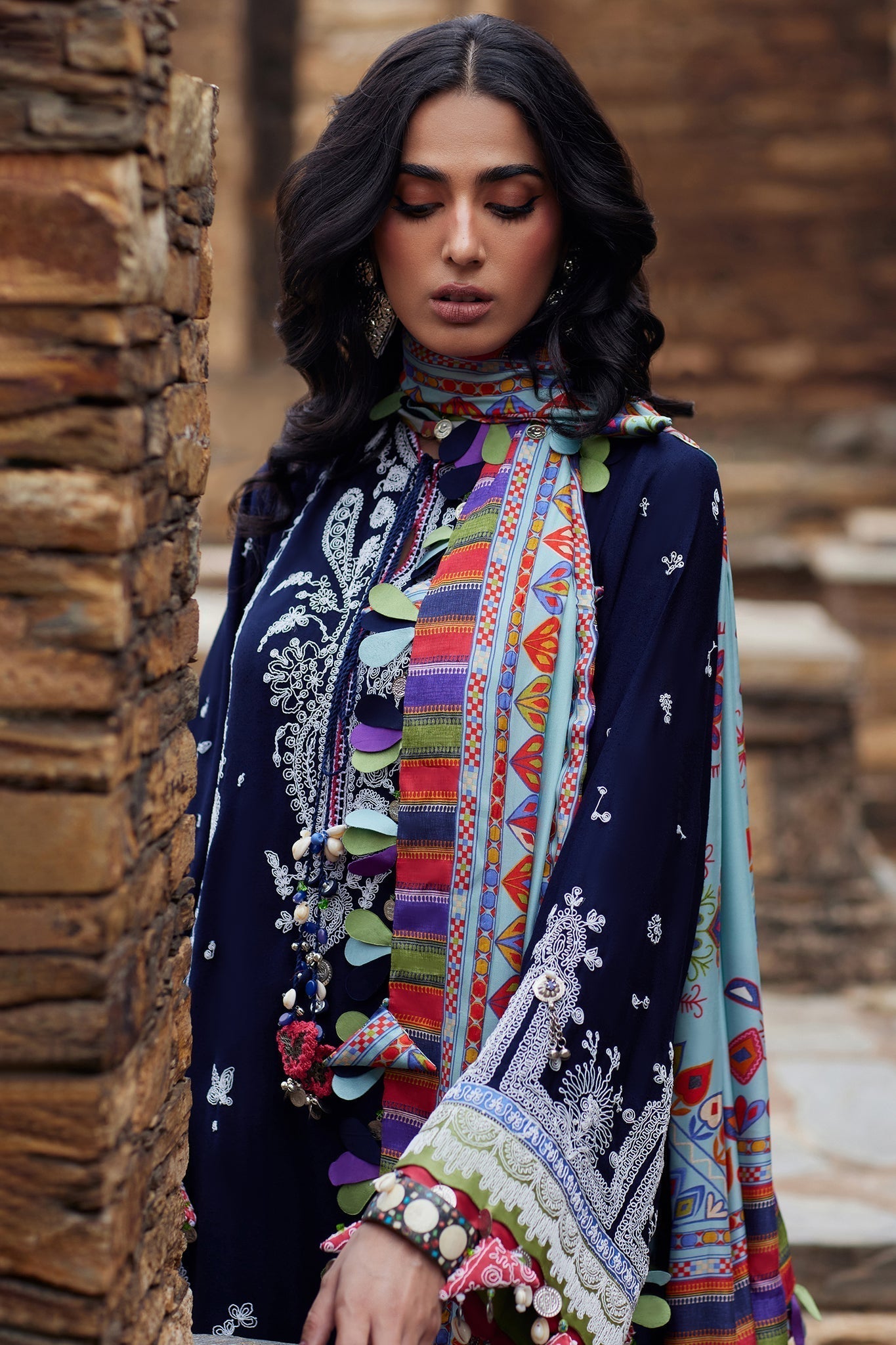 Elan | Winter Collection 24 | MAHROSH (EW24-06) M Midnight Blue Karandi
