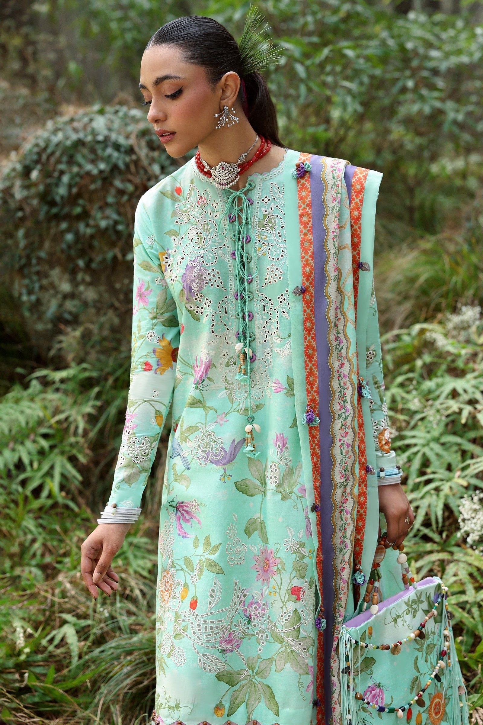 Zaha | Lawn 25 | ELARA (ZL25-02 B) XL Light Ferozi Lawn