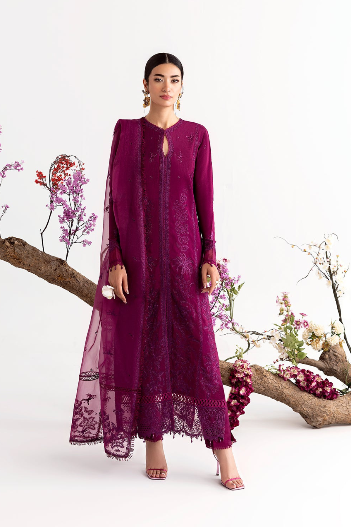 Enzo I Tu Es Aime I Prune - Pakistani Designer Dress - by Enzo - Type : Ladies Clothes - 100% Original at Saira Sultan
