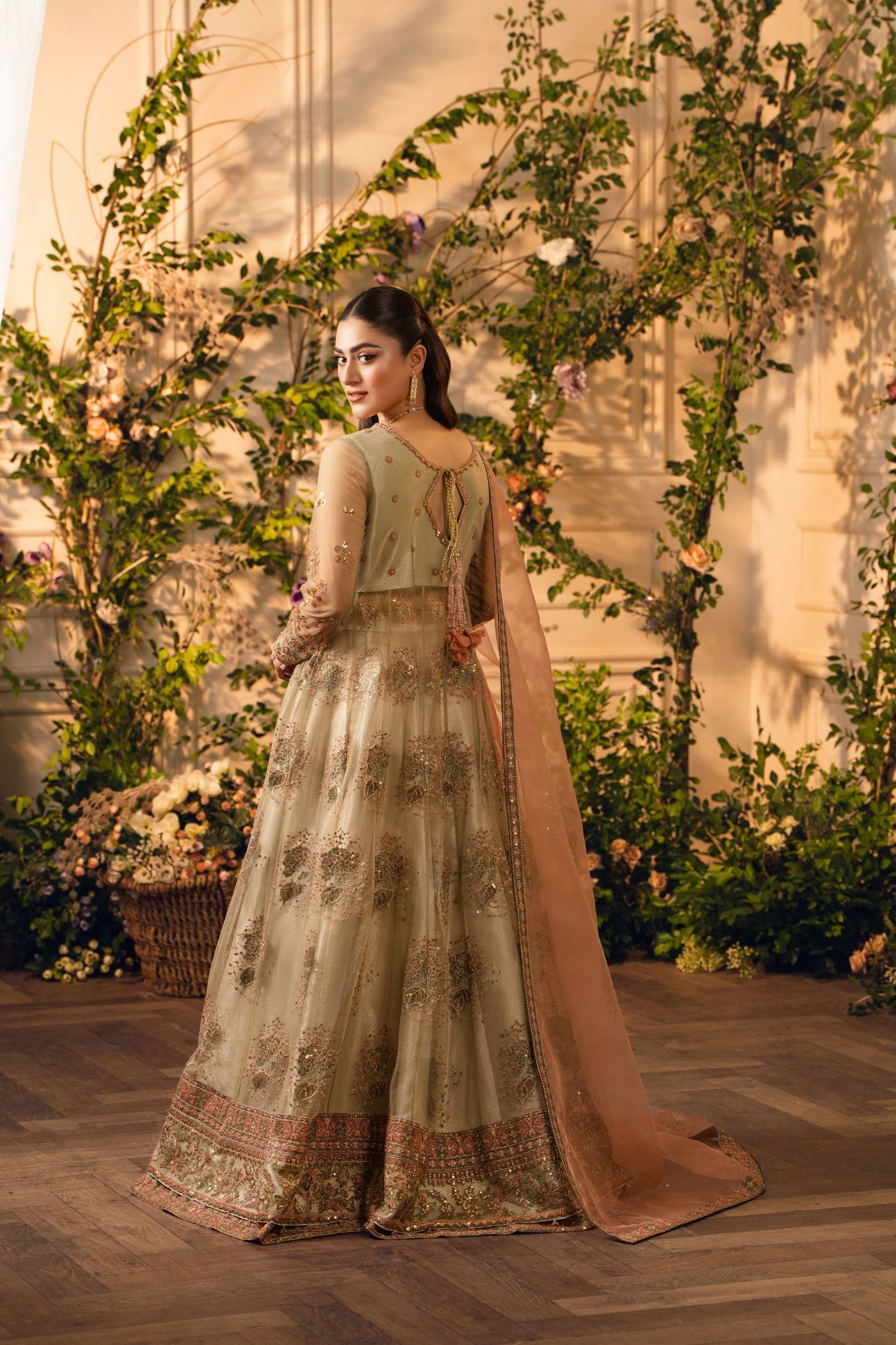 Hemstitch | Festive Edition 24 | Zimil S Mehndi Green Net