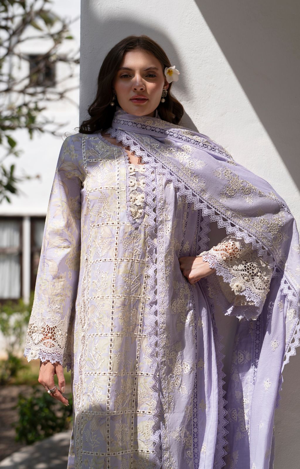 AJR Couture | Printakari Lawn 25 | Vista M Light Lavender Lawn