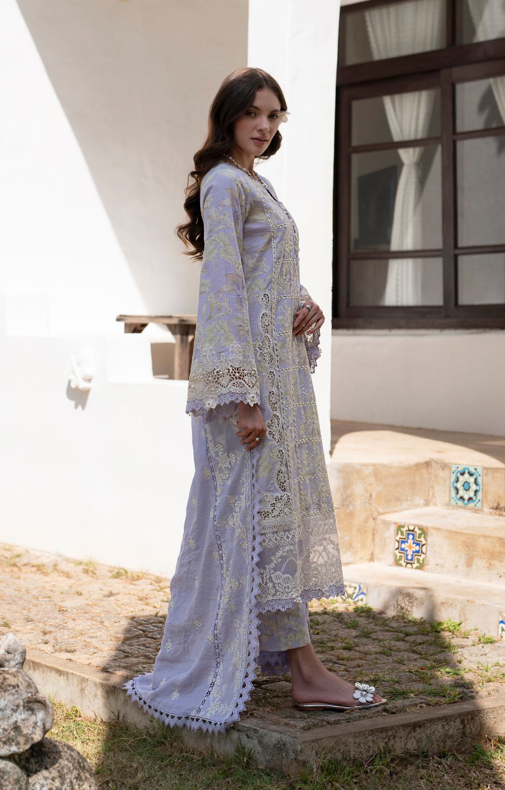 AJR Couture | Printakari Lawn 25 | Vista L Light Lavender Lawn