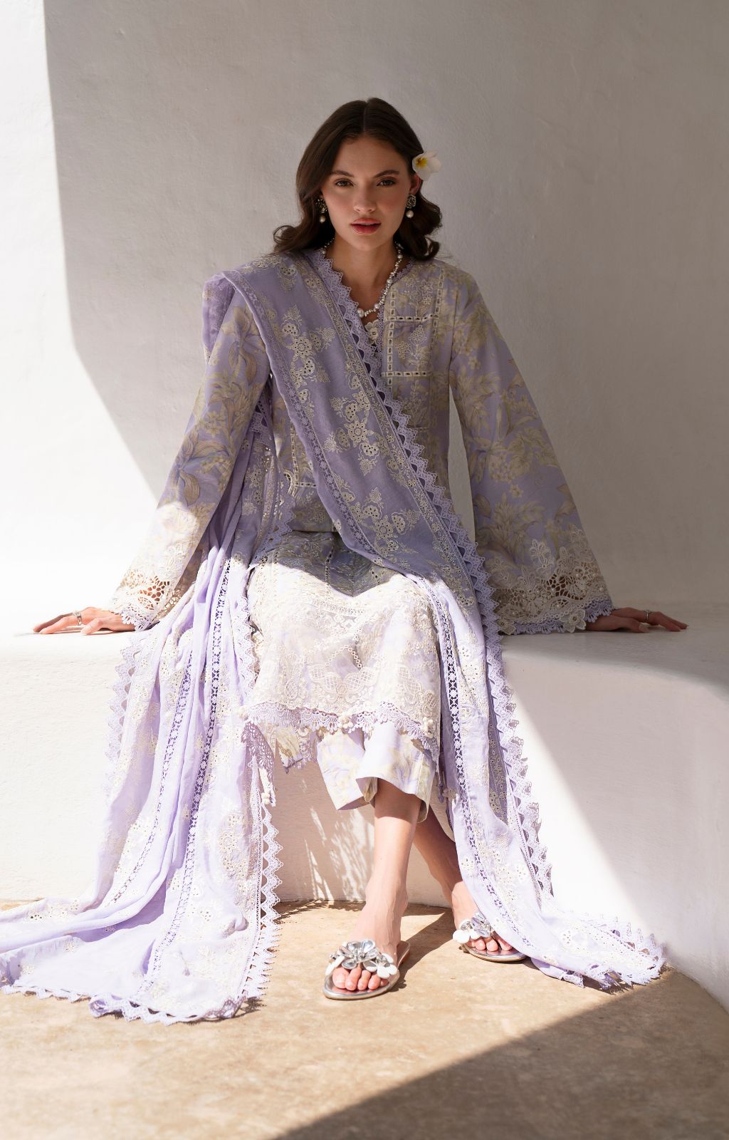 AJR Couture | Printakari Lawn 25 | Vista XL Light Lavender Lawn