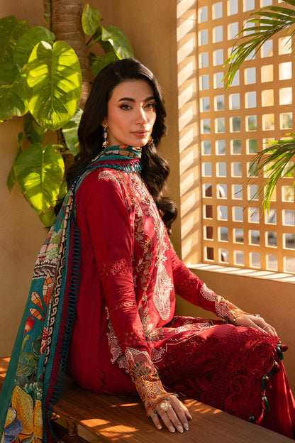 Saira Rizwan | Luxury Lawn 25 | MANON-SRL25-02 L Haute Red Lawn