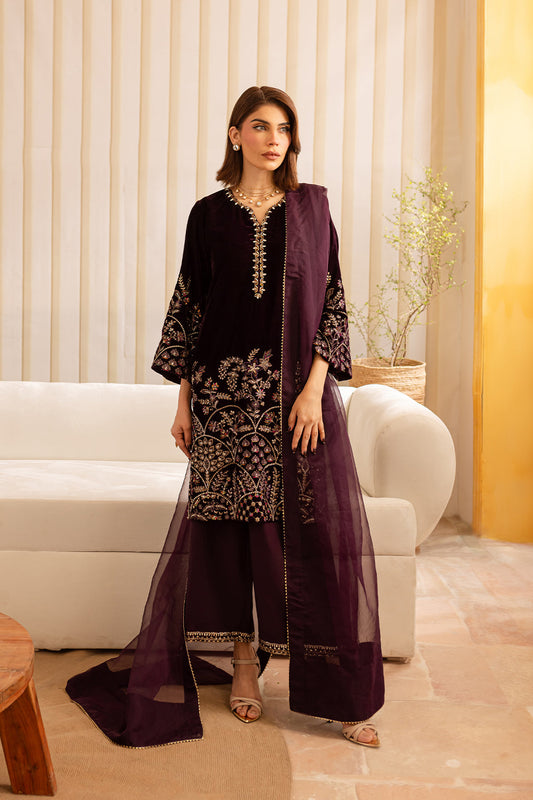 Vanya | Velvet Formals 24 | KV-52 XS Dark Plum Velvet